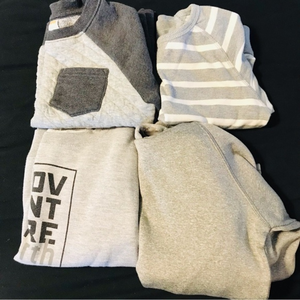 Bundle Boy’s Gray and White Striped Sweaters Sweatshirts size Small 5 6 years